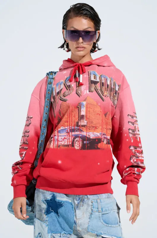 IN THE FAST LANE HOODED SWEATSHIRT sold by AKIRA