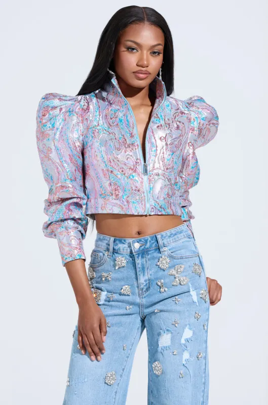 DELILAH PUFF SHOULDER BOMBER sold by AKIRA