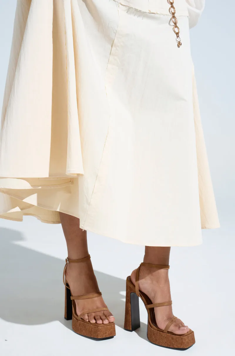 AKIRA KNAPP BROWN CORK PLATFORM SANDAL sold by AKIRA product image thumbnail 3