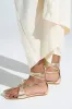 AKIRA AULORA GOLD FLAT SANDAL WITH PEEP TOE sold by AKIRA