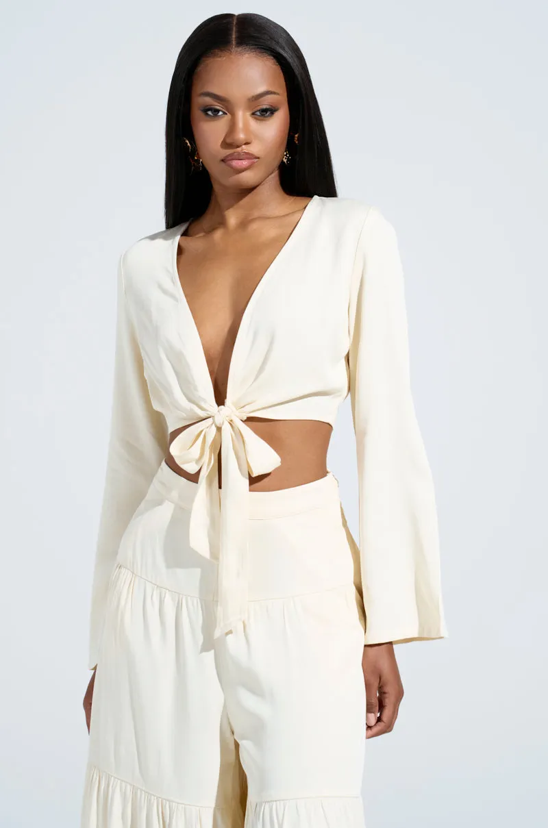 RELAX WITH ME TIE FRONT BLOUSE sold by AKIRA product image thumbnail 2