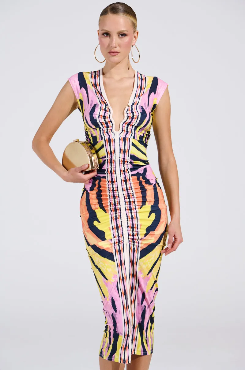 MARIA PRINTED MIDI DRESS sold by AKIRA product image thumbnail 2