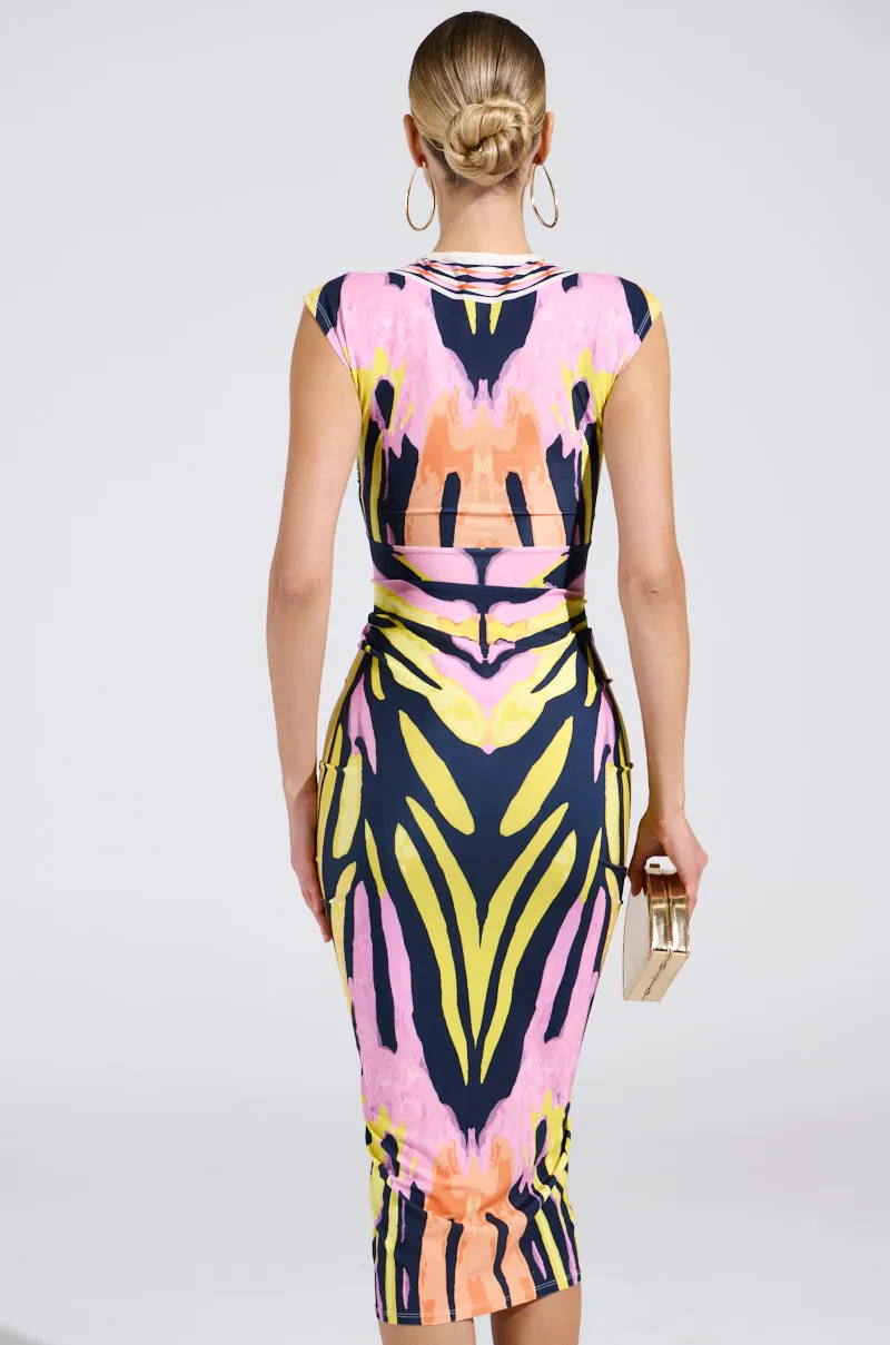 MARIA PRINTED MIDI DRESS sold by AKIRA product image thumbnail 4