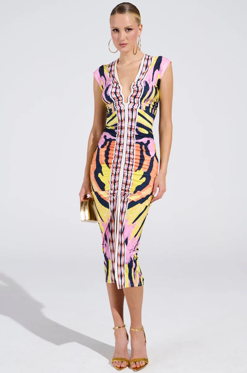 MARIA PRINTED MIDI DRESS sold by AKIRA product image thumbnail 5