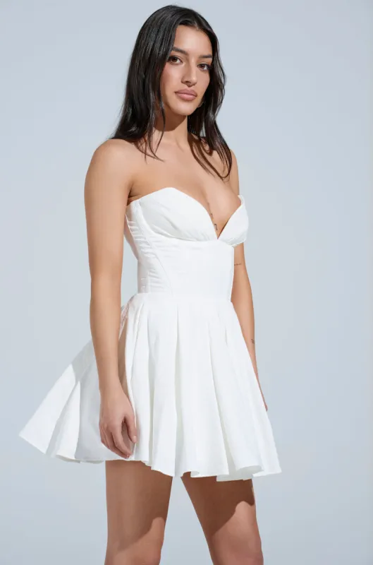 STAY FOREVER WHITE MINI DRESS sold by AKIRA