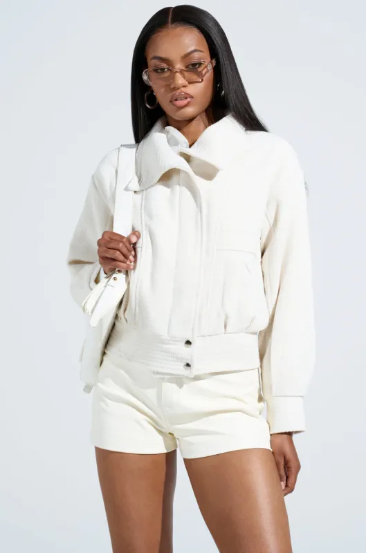 AURA WOVEN BOMBER sold by AKIRA