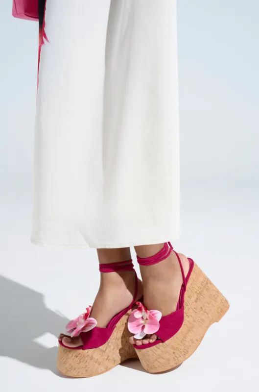 AZALEA WANG DALEYZA FUCHSIA FLORAL WEDGE SANDAL sold by AKIRA