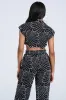 SET YOU FREE CROP WOVEN BLACK MULTI TOP sold by AKIRA