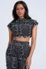 SET YOU FREE CROP WOVEN BLACK MULTI TOP sold by AKIRA