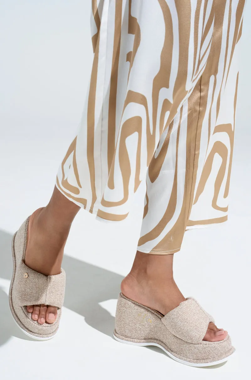 AZALEA WANG NATHALIA BEIGE NOVELTY FLATFORM SANDAL sold by AKIRA