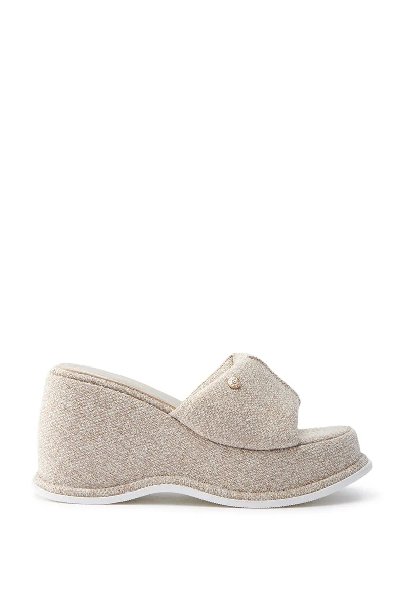 AZALEA WANG NATHALIA BEIGE NOVELTY FLATFORM SANDAL sold by AKIRA product image thumbnail 4