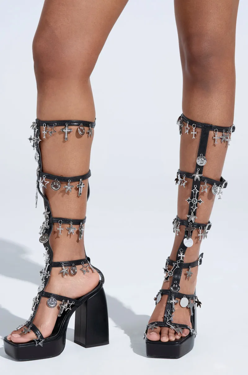 AZALEA WANG SELINDE BLACK SILVER METAL HARDWARE CHUNKY HEEL SANDAL sold by AKIRA product image thumbnail 3