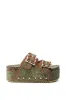 AZALEA WANG OHKAY OLIVE FLATFORM SANDAL sold by AKIRA