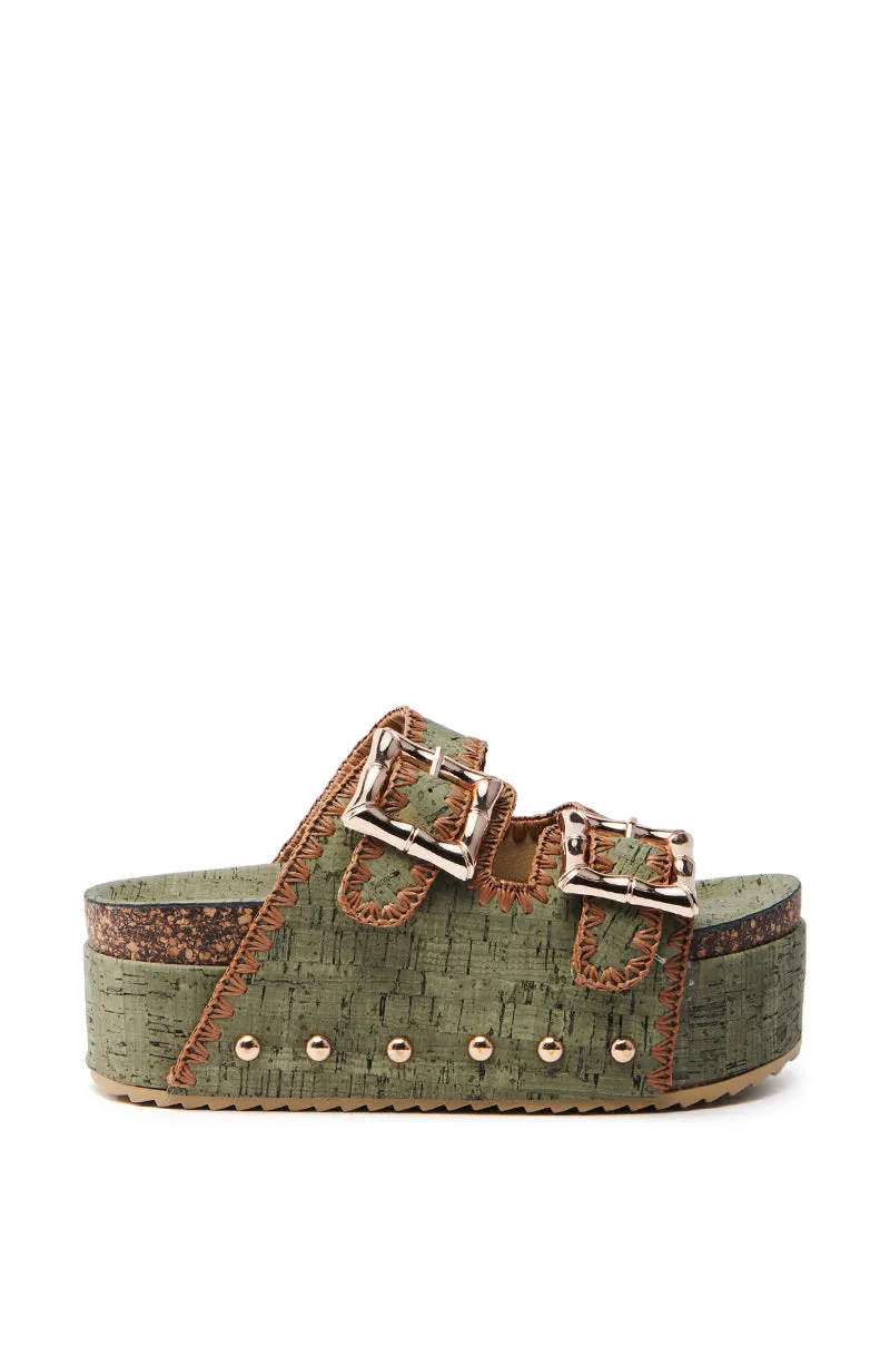 AZALEA WANG OHKAY OLIVE FLATFORM SANDAL sold by AKIRA product image thumbnail 2
