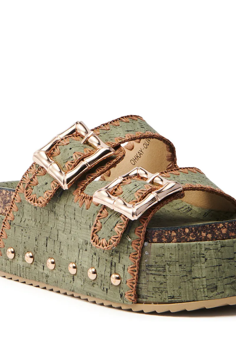 AZALEA WANG OHKAY OLIVE FLATFORM SANDAL sold by AKIRA product image thumbnail 5