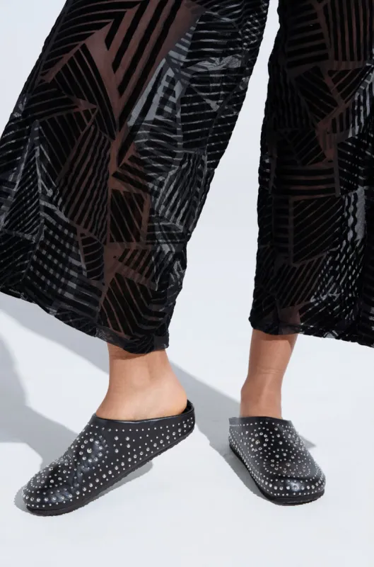 AZALEA WANG WEBSTON BLACK STUDDED MULE sold by AKIRA