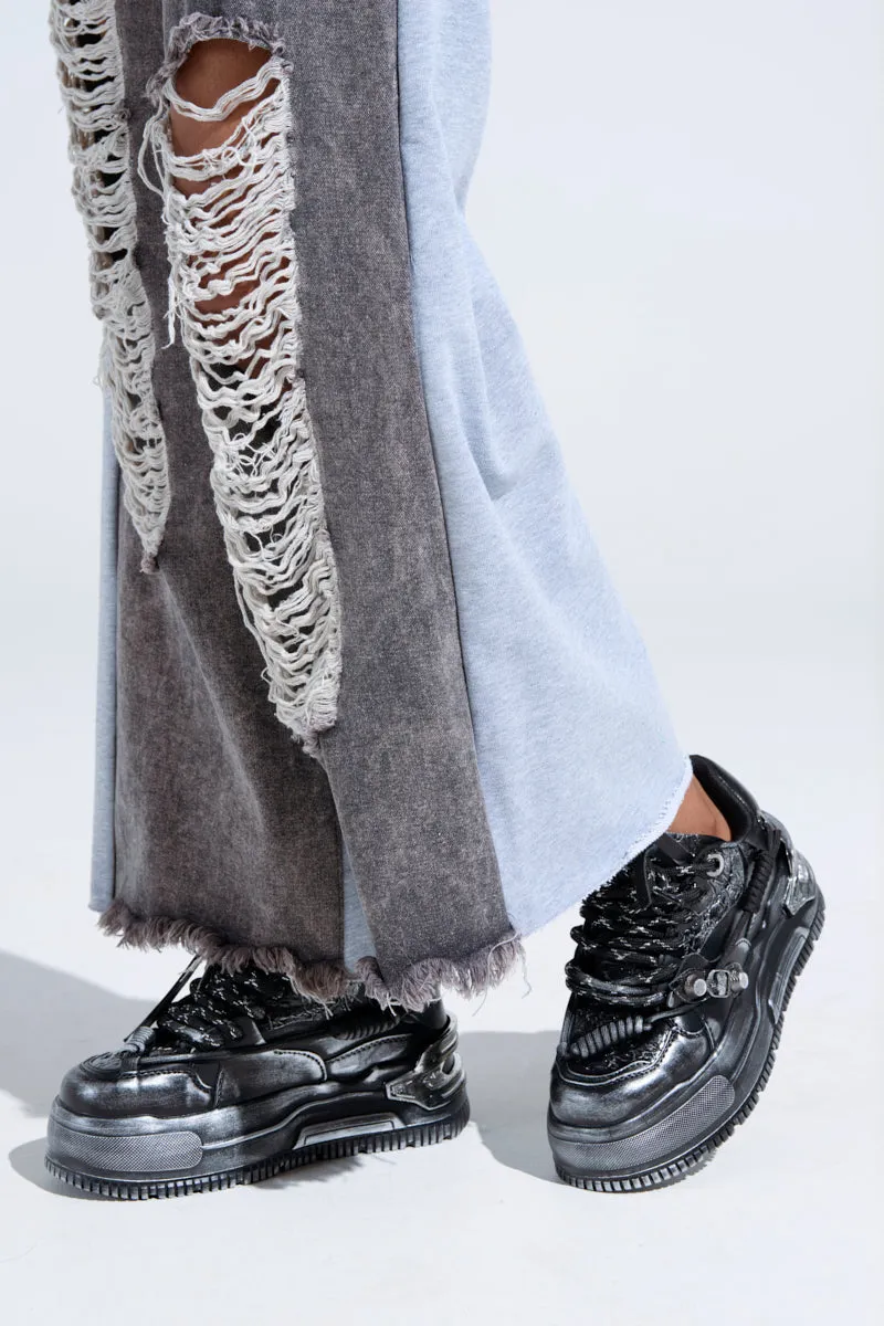 KOI FOOTWEAR METAMORPHOSIS BLACK FLAT DISTRESSED SNEAKER sold by AKIRA product image thumbnail 3