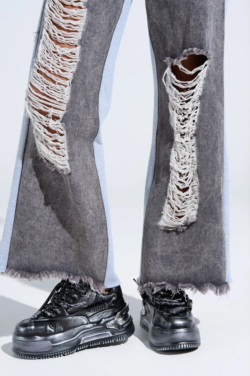 タカリョウ AKIRA KOI FOOTWEAR METAMORPHOSIS BLACK FLAT DISTRESSED