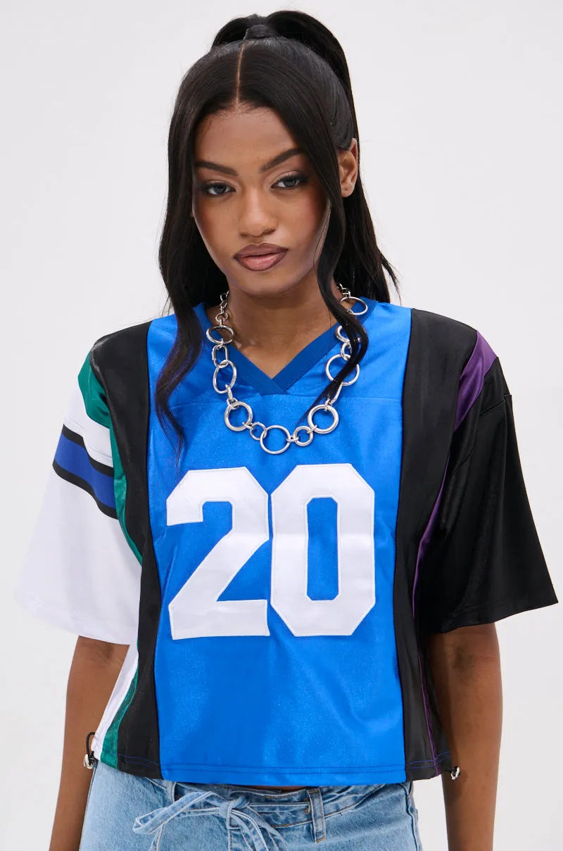 WHAT YOU WORKIN' WITH PATCHWORK JERSEY TOP sold by AKIRA product image thumbnail 3