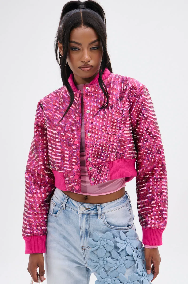 FLEUR RHINESTONE BROCADE BOMBER sold by AKIRA product image thumbnail 2