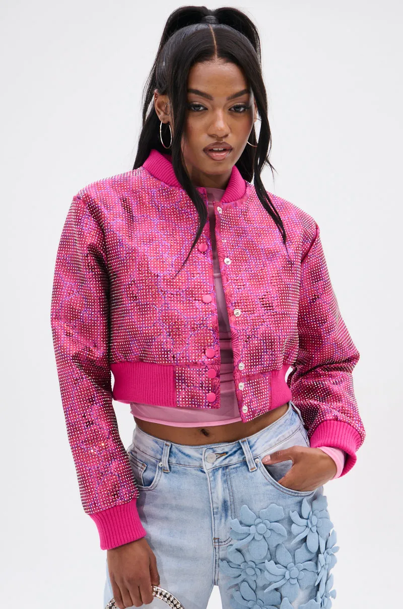 FLEUR RHINESTONE BROCADE BOMBER sold by AKIRA product image thumbnail 3