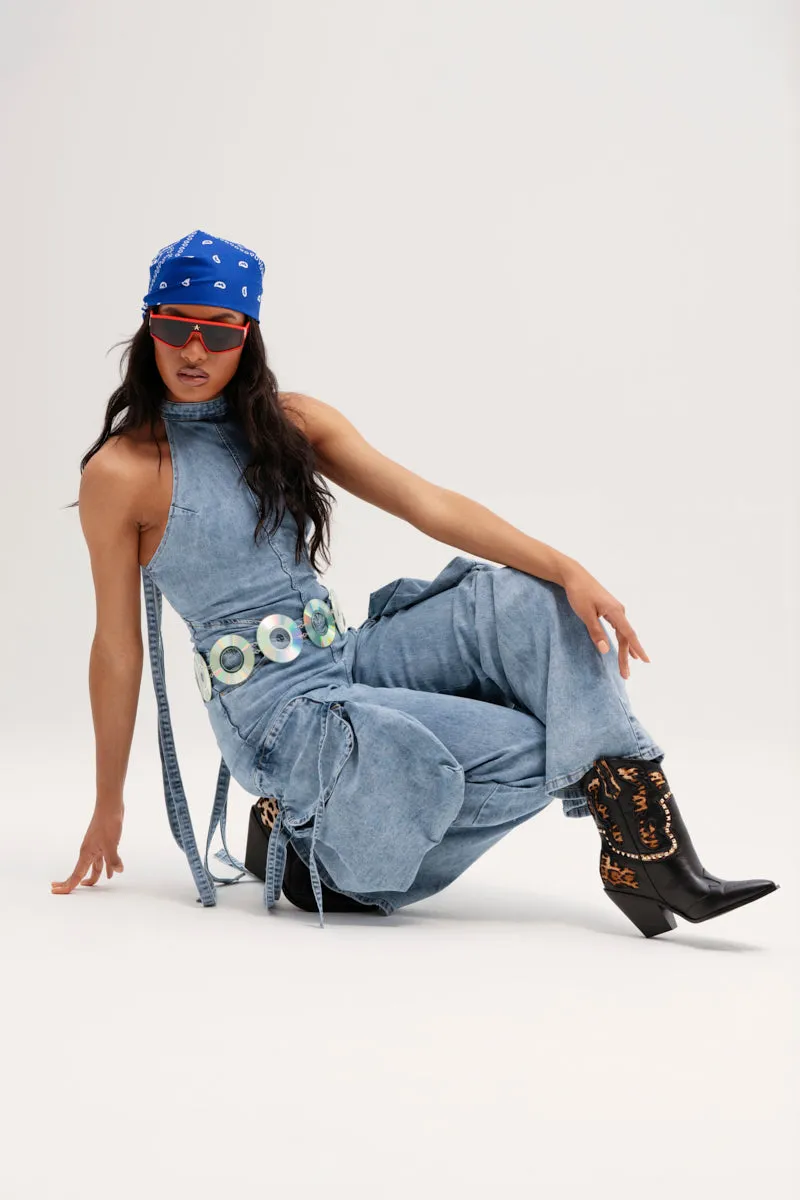 DON'T YOU DARE DENIM JUMPSUIT IN BLUE sold by AKIRA product image thumbnail 2