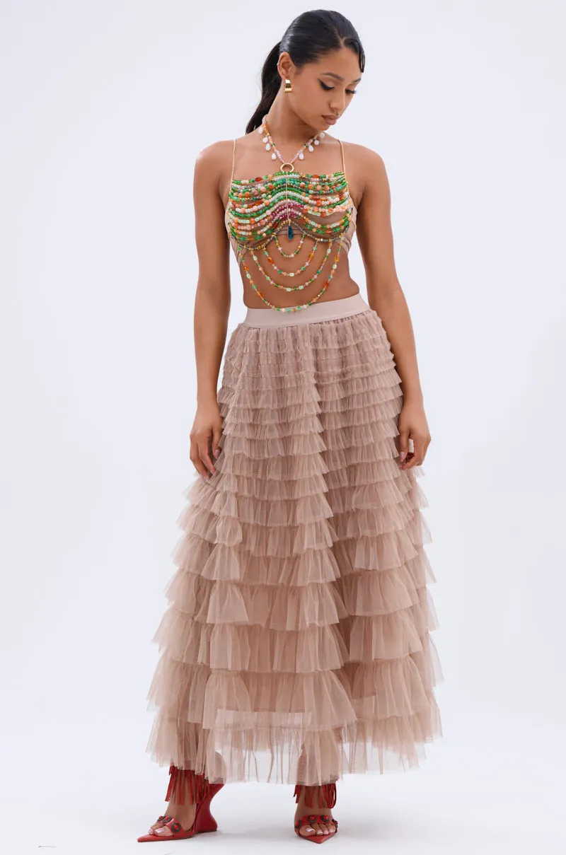 STARS ALIGNED MESH RUFFLE MAXI SKIRT sold by AKIRA product image thumbnail 5