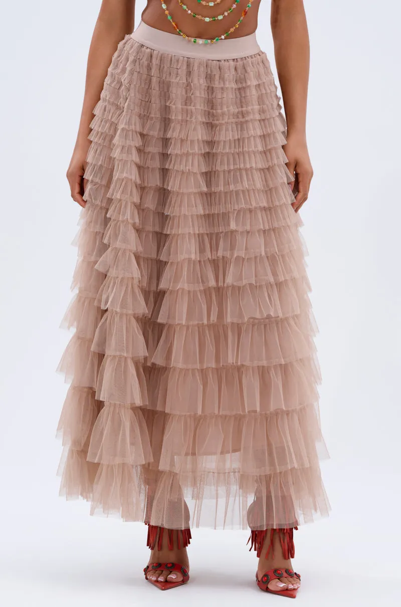 STARS ALIGNED MESH RUFFLE MAXI SKIRT sold by AKIRA product image thumbnail 2