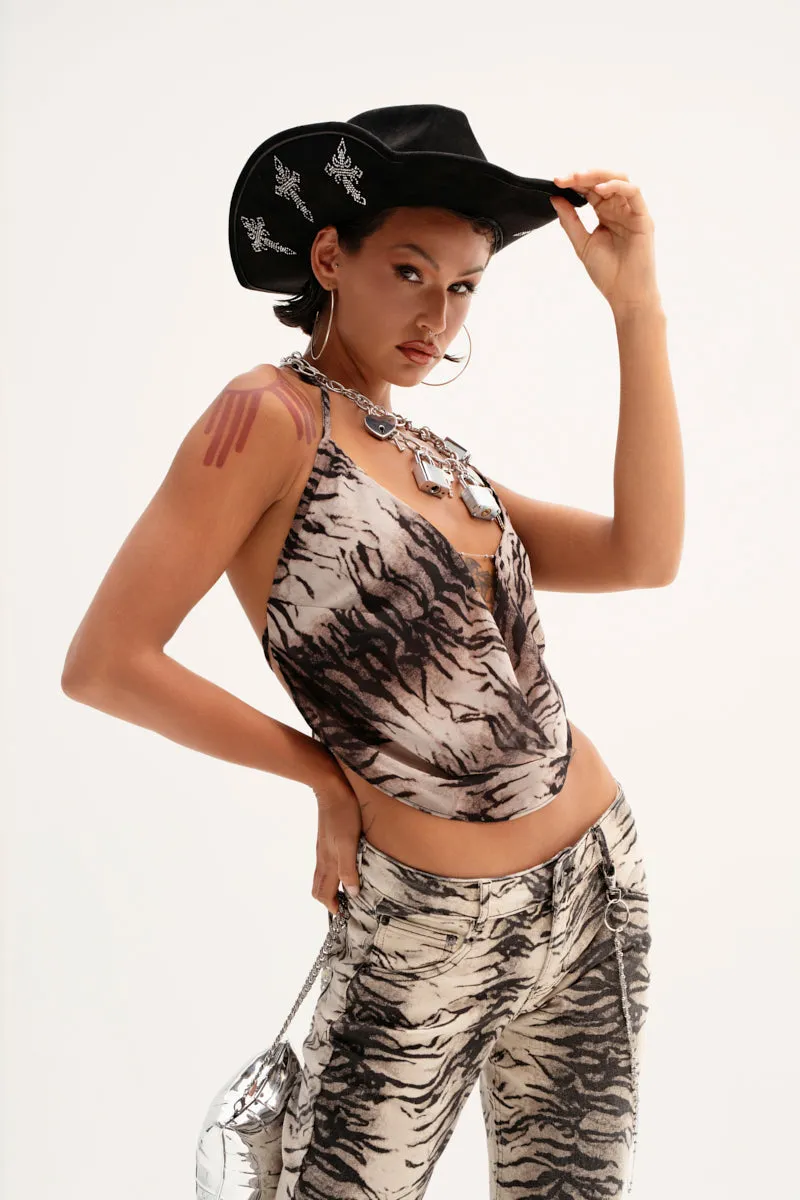 FEELING WILD DRAPE BLOUSE sold by AKIRA