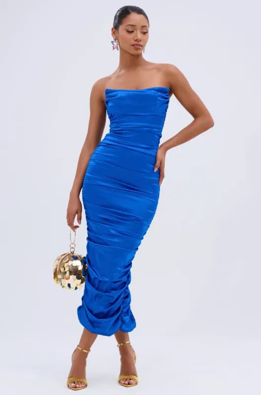 NICOLE SATIN MIDI DRESS sold by AKIRA