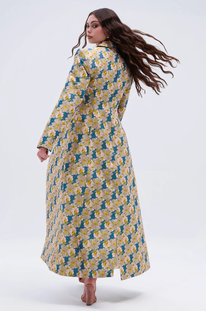 SCARLETT LUXE TRENCH IN BROCADE sold by AKIRA