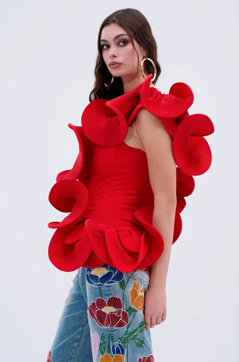 ABSTRACT RUFFLE OFF THE SHOULDER BLOUSE sold by AKIRA product image thumbnail 4