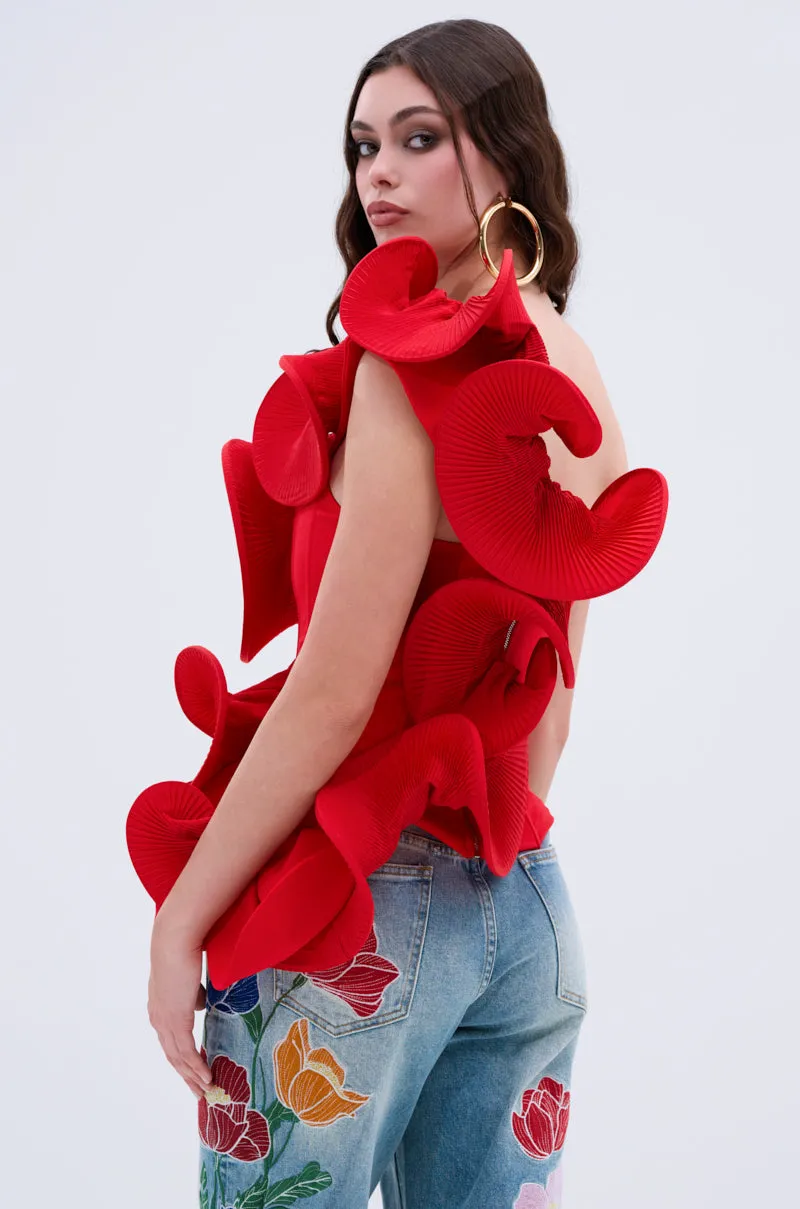 ABSTRACT RUFFLE OFF THE SHOULDER BLOUSE sold by AKIRA product image thumbnail 5