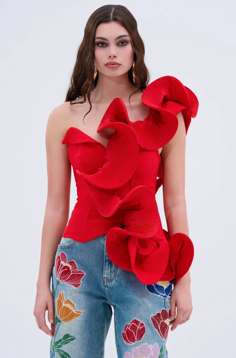 ABSTRACT RUFFLE OFF THE SHOULDER BLOUSE sold by AKIRA product image thumbnail 2