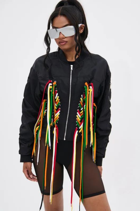 MARLEY LACE UP BOMBER sold by AKIRA
