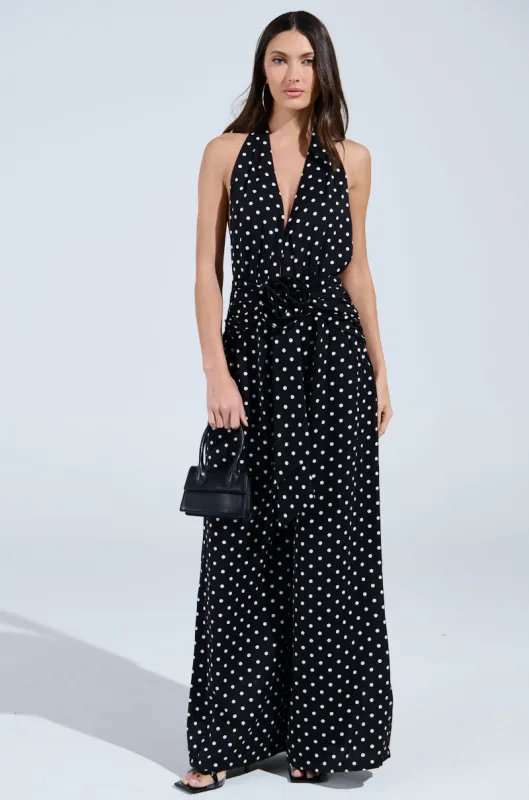 BEST DRESSED POLKA DOT JUMPSUIT sold by AKIRA