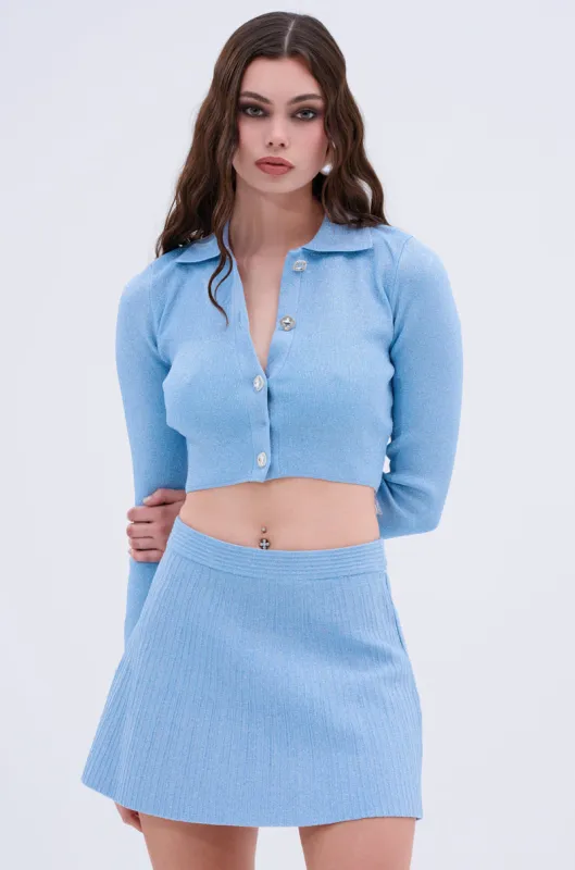 ICY BLUE SPARKLE CARDIGAN sold by AKIRA