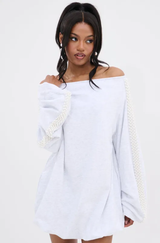 GORGINA OFF THE SHOULDER SWEATSHIRT DRESS sold by AKIRA
