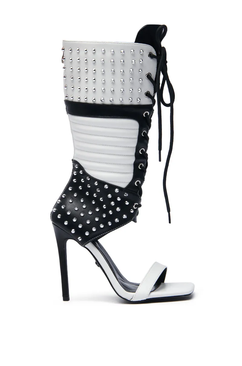 AZALEA WANG ALBERTO BLACK WHITE STUDDED OPEN TOE BOOT sold by AKIRA product image thumbnail 3