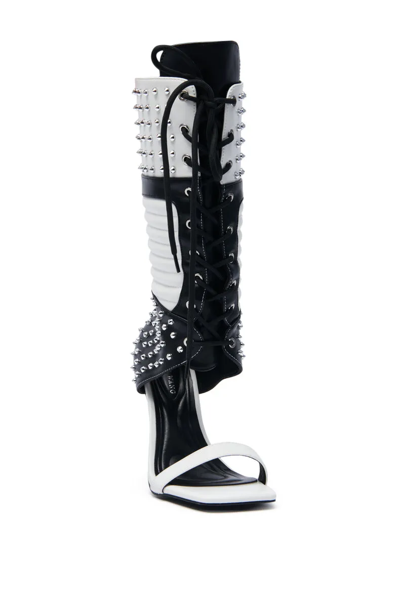 AZALEA WANG ALBERTO BLACK WHITE STUDDED OPEN TOE BOOT sold by AKIRA product image thumbnail 4