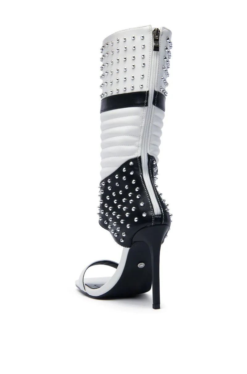 AZALEA WANG ALBERTO BLACK WHITE STUDDED OPEN TOE BOOT sold by AKIRA product image thumbnail 5