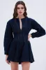 ALL ABOUT MY BUSINESS DENIM MINI DRESS IN DARK BLUE sold by AKIRA