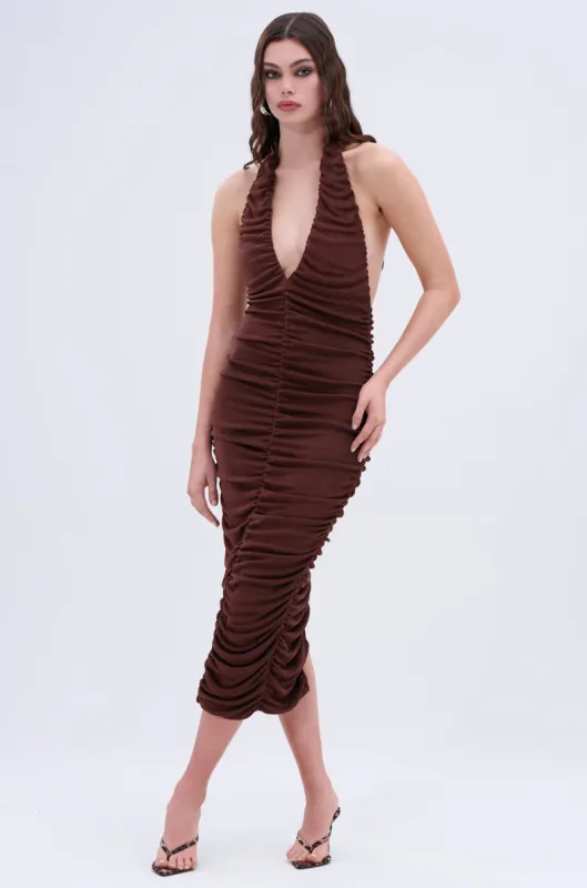 BODY ODDY MIDI DRESS IN BROWN sold by AKIRA