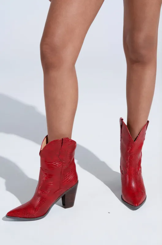 BROOKLYN RED WESTERN COWBOY BOOTIE sold by AKIRA