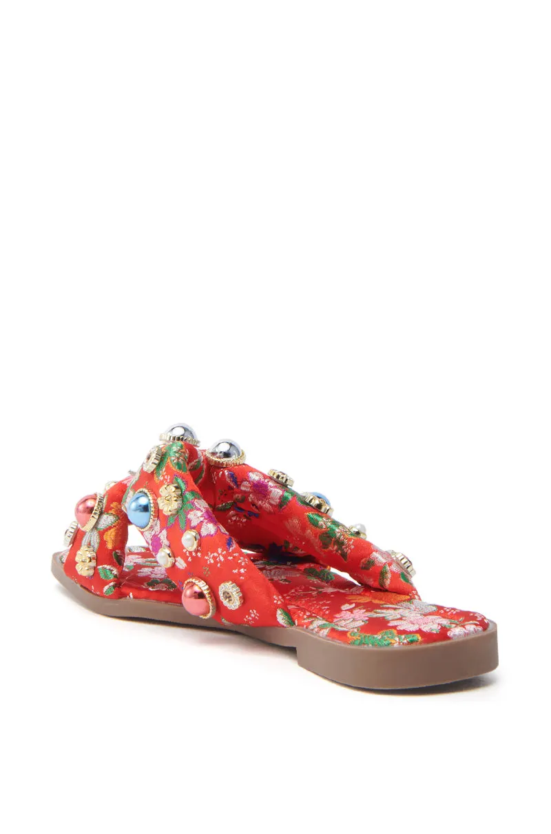AKIRA RAMSEY RED FLAT SANDAL sold by AKIRA product image thumbnail 5