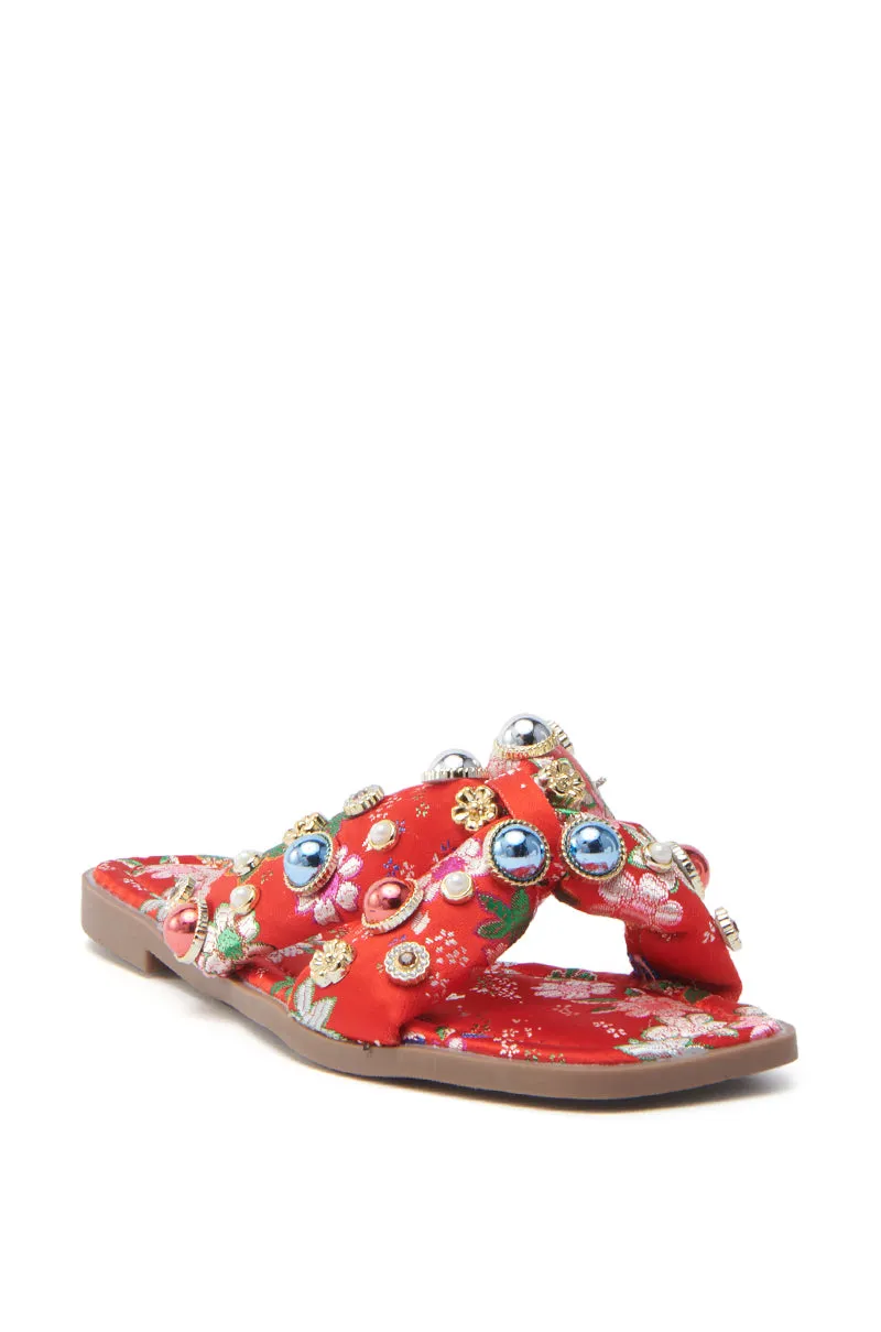AKIRA RAMSEY RED FLAT SANDAL sold by AKIRA product image thumbnail 4
