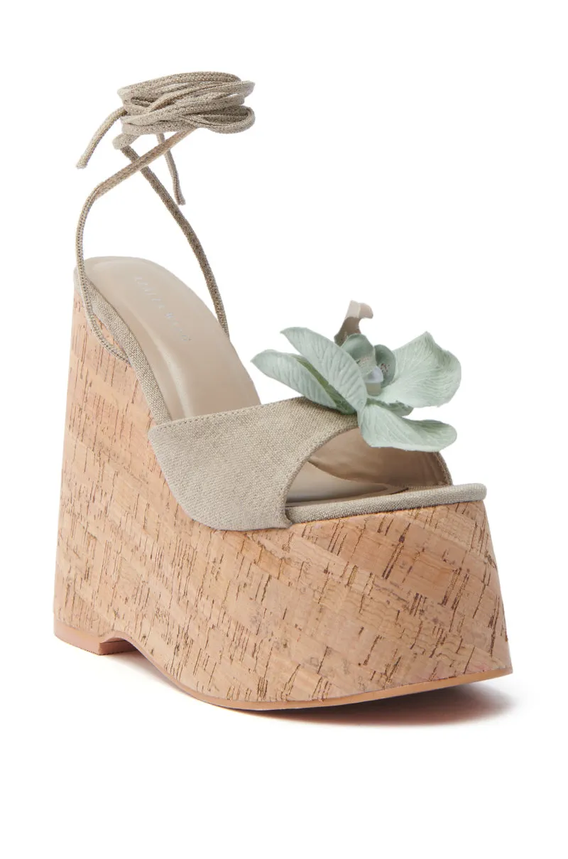 AZALEA WANG DALEYZA GREEN FLORAL WEDGE SANDAL sold by AKIRA product image thumbnail 4