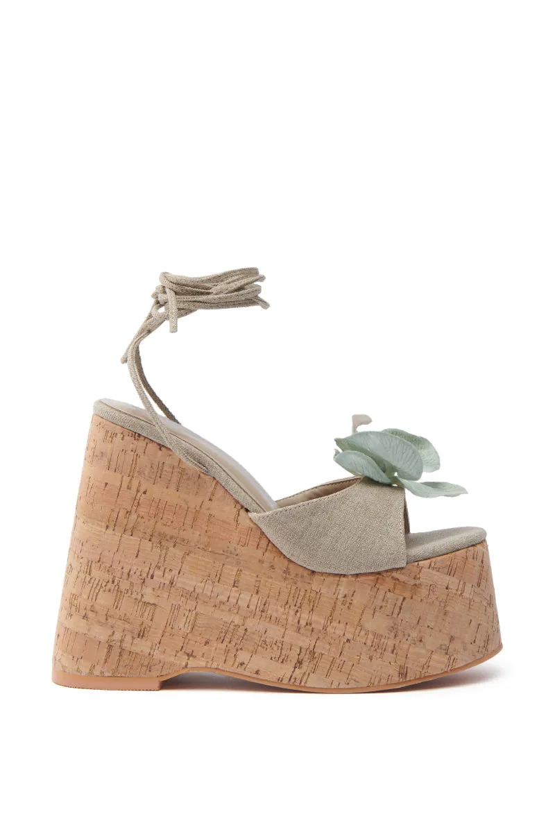 AZALEA WANG DALEYZA GREEN FLORAL WEDGE SANDAL sold by AKIRA product image thumbnail 3