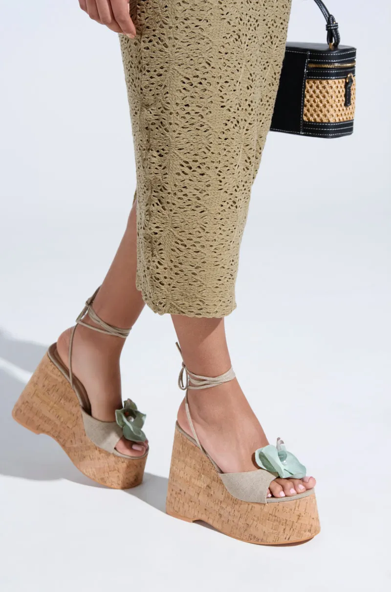 AZALEA WANG DALEYZA GREEN FLORAL WEDGE SANDAL sold by AKIRA product image thumbnail 2