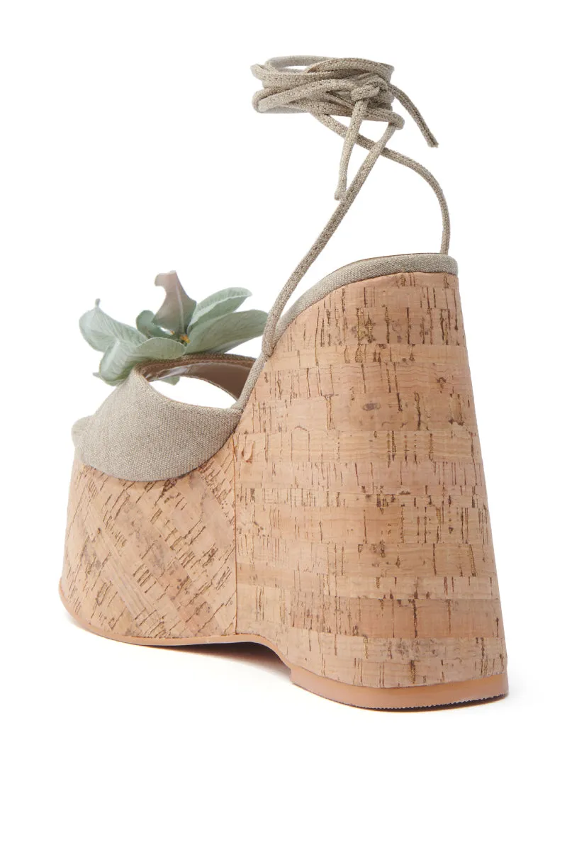 AZALEA WANG DALEYZA GREEN FLORAL WEDGE SANDAL sold by AKIRA product image thumbnail 5